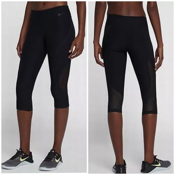 Nike Women's Power Legend 20" Mid Rise Black Training Capri Size XS 885685 - Picture 1 of 8